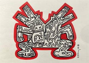 Keith Haring "Senza titolo" 1984, disegno a pennarello e inchiostro su carta, cm 29,5x38