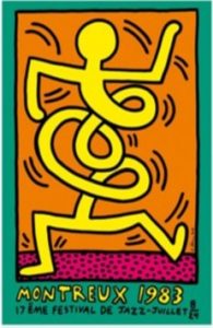 Keith Haring "Montreux Jazz Festival" 1983, serigrafia firmata, cm 100x70