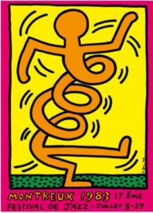 Keith Haring "Montreux Jazz Festival" 1983, serigrafia firmata, cm 100x70