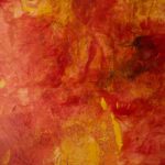 Velato rosso, 2017, olio e collage su tela, 160 x 200 cm