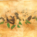Basilico, 2017, olio, basilico e collage su carta, cm 50x70