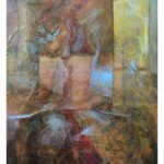 Non voglio, olio e collage su tela preparata, 70x50 cm
