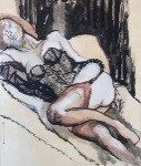 Renato Guttuso, Donna in sottoveste, olio e tecnica mista su cartoncino intelato, cm 66x70, 1964