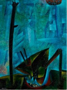 “Distrazione”1958, olio e smalto su tela cm 50x65
