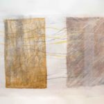 Flusso velato 1, 2017, oil and collage on paper, 50 x 70 cm